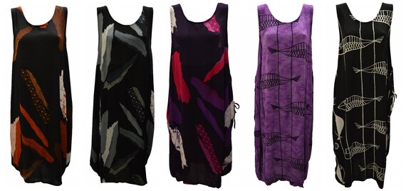 Womens Plus size Dress Abstract Print Funky Bubble Pocket Maxi Free size up to 24 P6-P10
