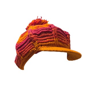 Handmade Wool Knit Baker Cap: Fleece Lined Boho Winter Hat - P1
