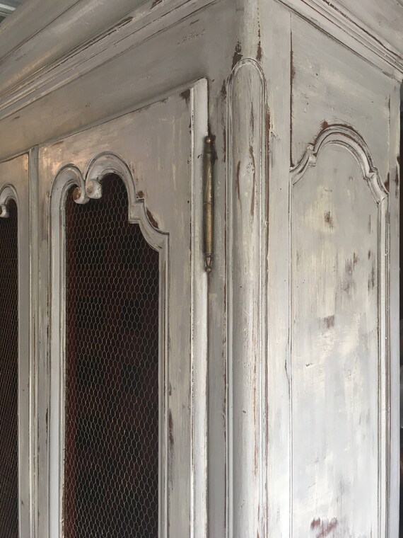French Cabinet With Wire Mesh Doors