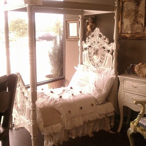 Hand-Painted Whimsical Toddler Bed with Rabbit Detail, Solid Wood, Custom Colors image 4