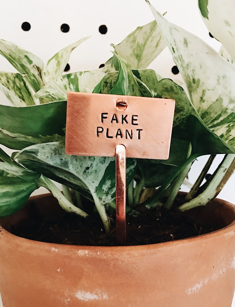 Fake Plant Copper Plant Marker // Indoor Plant Stake Etsy