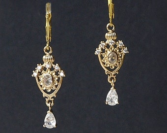 regency earrings, georgian earrings, jane austen earrings, regency re-enactment, regency costume, CLIVEDEN, gold filled lever backs
