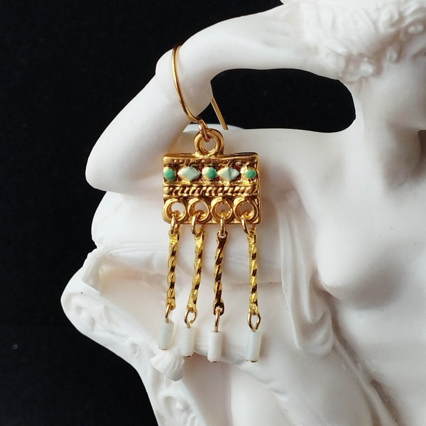 roman earrings crotalia, roman earrings, roman inspired earrings, roman re-enactment, roman amazonite, VENUS, gold filled ear wires