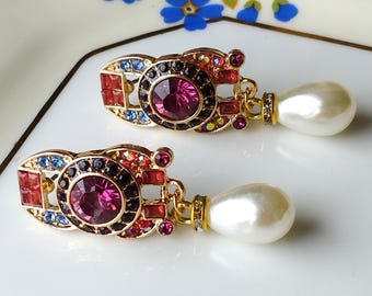 Art Deco Ohrringe, 1920er Jahre Flapper, Vintage Hochzeit, goldene Zwanziger, Gatsby, 1920er Jahre Party, Vintage Schmuck, BEBE, legierte Ohrstecker