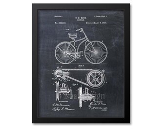 Bicycle Seat Patent Poster Art Print Vintage Bike Parts Repair Office Wall Decor