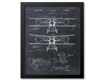 Airplane Patent Print Midnight Blue