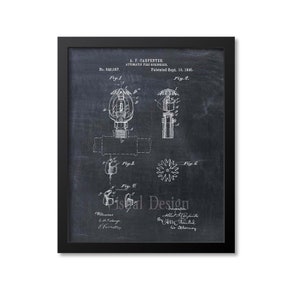 May include: Black framed print featuring a vintage blueprint of an automatic fire sprinkler system, patented in 1895 by A.F. Carpenter. The print includes detailed diagrams and technical drawings, with the text "Automatic Fire Sprinkler" and patent information.