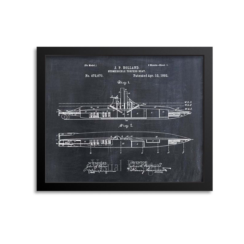 Submarine Patent Print Wall Art - Etsy