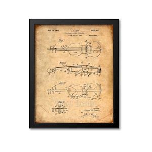 May include: A vintage patent drawing for a stringed musical instrument, showing a violin with a detailed diagram of its internal components. The patent is titled "Stringed Musical Instrument" and was filed on July 31, 1933, by Lloyd A. Loar. The patent number is 2,020,842.