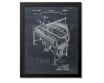 Piano Teacher Gift, Piano Wall Art Patent Print, Piano Patent Poster, Music Decor