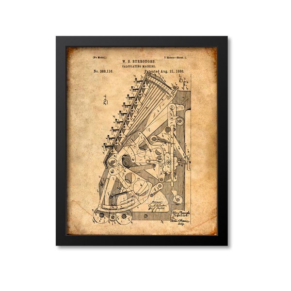 Adding Machine Patent Print Patent Art Poster Calculating Machine, Calculator, Accountant Gift CPA