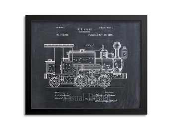 Locomotive Engine Patent Print Train Art Print - Train Patent Poster - Train - Train Engine - Train Art - Train Poster