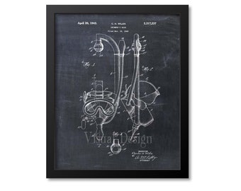 SCUBA Diving Patent Print Diving Mouthpiece For Breathing Patent Art Print