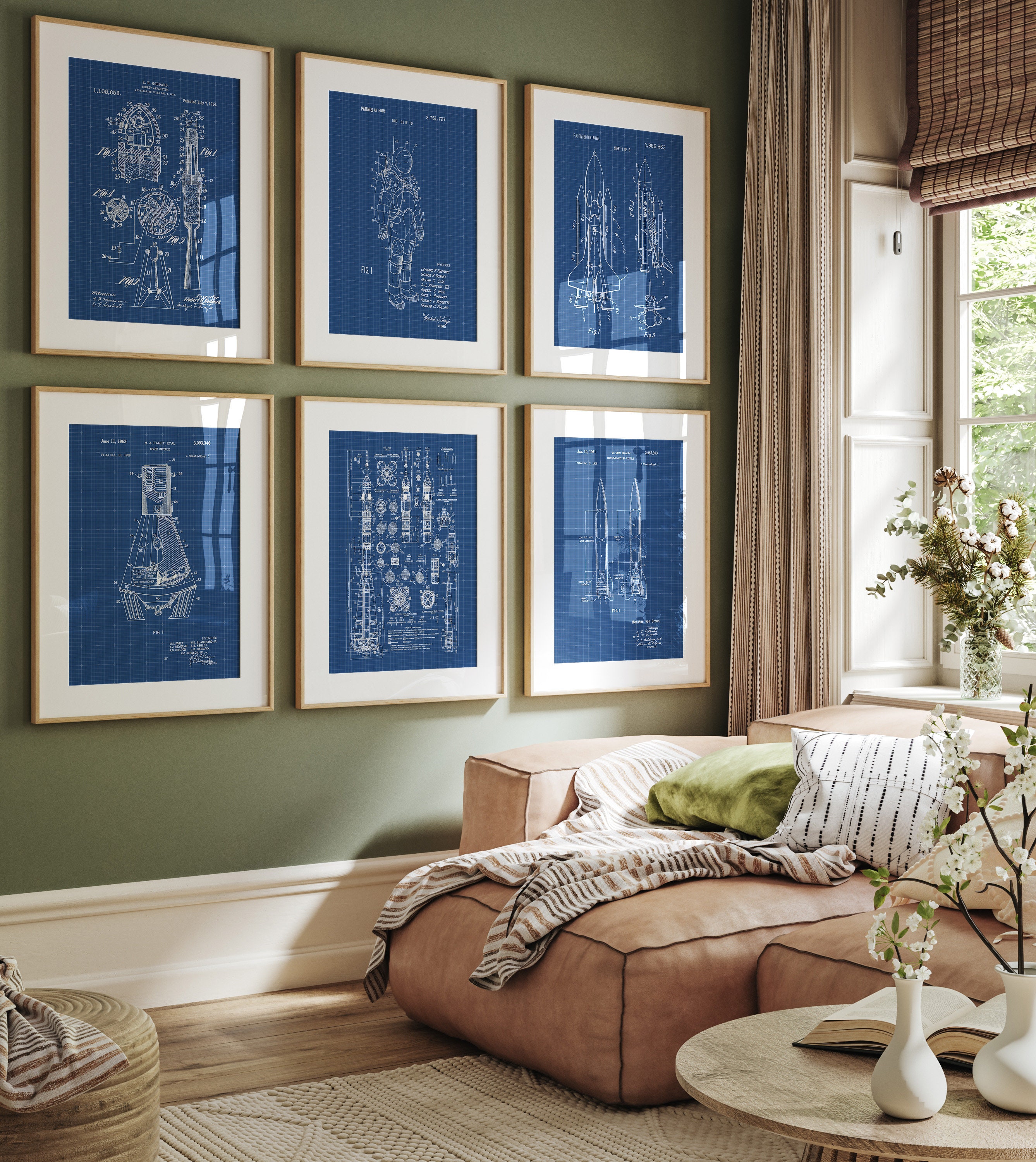 Rocket Blueprint, Set of 6, Space Patent Posters, NASA Art Gift, NASA ...