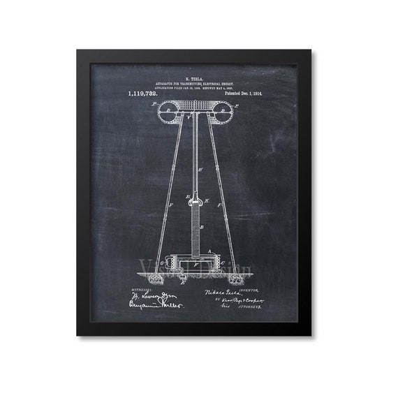 Tesla Coil Patent Print Wall Art, Tesla Wall Art Print, Electrical Engineering Art, Science Wall Art, Engineer Gift, Physics Decor