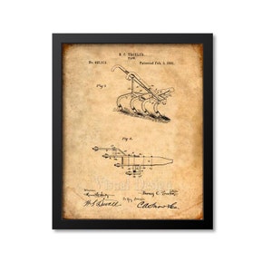 Plow Patent Print - Plow Patent Art Print - Farmer Wall Art