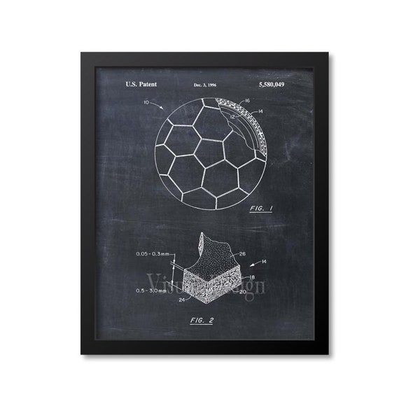 Soccer Coach Gift, Soccer Ball Wall Art  Decor, Soccer Lover Gift, Soccer Patent Print, Soccer Wall Art Gift