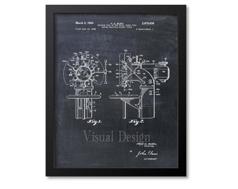 Drill Press Patent Print Art 1954
