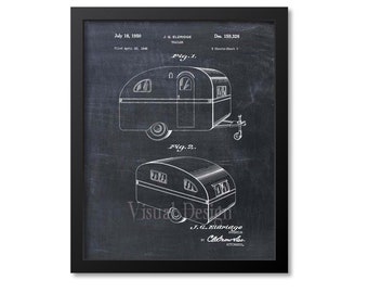 RV Trailer Patent Print RV Trailer Patent Wall Art Print