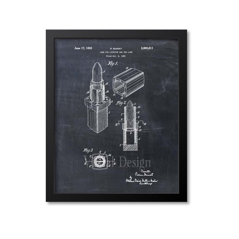 Lipstick Patent Print Lipstick Art Print Chalkboard