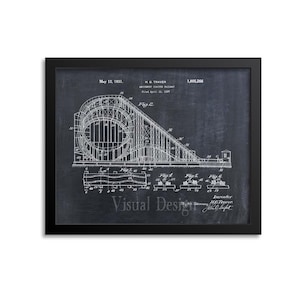 Roller Coaster Patent Print, Roller Coaster Patent Art Print, Children&#39;s Decor, Amusement Park, Carnival
