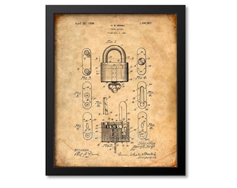 Lock Patent Print Lock Art Print Locksmith
