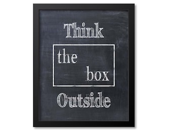Think Outside The Box Office Wall Art Print, Motivational Wall Art, Entrepreneur Gift