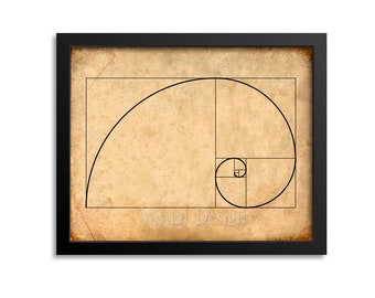 Póster de arte de pared con espiral de Fibonacci, números de Fibonacci de matemáticas, secuencia de Fibonacci, impresión de Fibonacci, espiral de proporción áurea, regalo para profesores de matemáticas