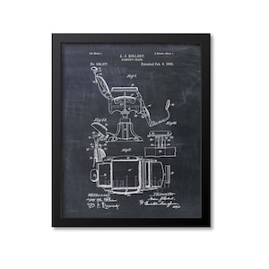 Barbershop Wall Art, Barber Gift Idea, Barber&#39;s Chair Patent Art Print Poster