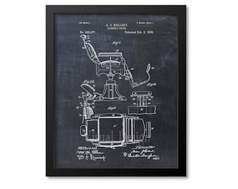Barbershop Wall Art, Barber Gift Idea, Barber's Chair Patent Art Print Poster