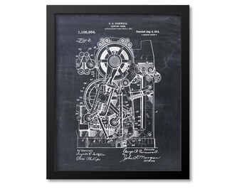 Printing Press Patent Print 1914, Writer Gift, Journalist Gift, Patent Art Print, Patent Poster, Vintage Art, Steampunk, Journalism