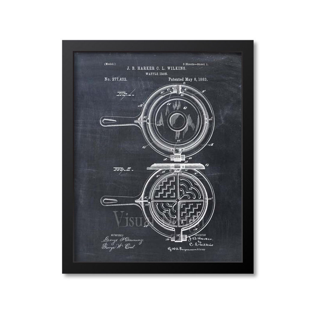 Waffle Iron Patent Print Wall Art Kitchen Etsy