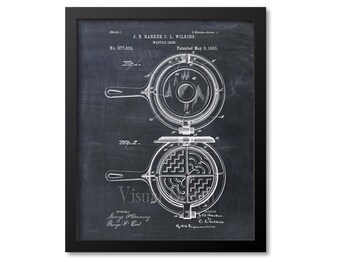 Waffle Iron Patent Print Wall Art, Kitchen Wall Art Print, Breakfast Decor