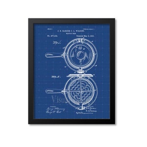 Waffle Iron Patent Print Wall Art Kitchen Blueprint