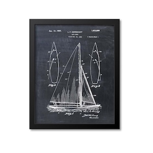 Sailboat Patent Wall Art, Sailing Poster, Sailing Patent Print, Maritime Theme, Beach House Decor, Nautical Art, Sailing Gift