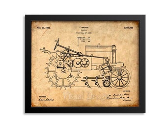 Tractor Patent Print - Patent Art Print - Farming Patent Poster - Farmer Art - tractor print - farm decor - farmhouse - equipment