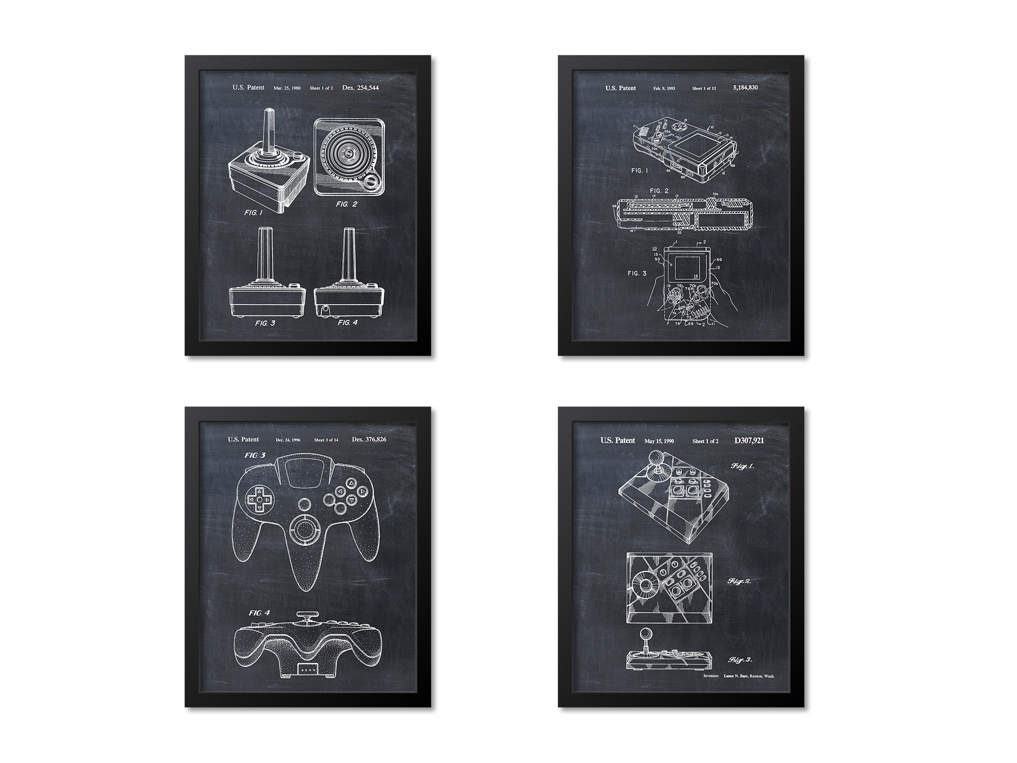 Video Games Patent Prints Wall Art, Set of 4 Gamer Boy Gift, Video Game ...
