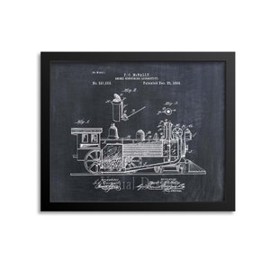 May include: A black and white illustration of a vintage steam locomotive patent drawing. The drawing shows the side view of the locomotive with details of the smoke consuming system. The patent number is 531,555 and the patent date is 25 December 1894. The inventor's name is F.C. McNally.