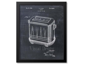 Toaster Patent Print Wall Art, Kitchen Decor, Kitchen Art Gift