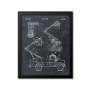 Utility Truck Patent Print Wall Art, Utility Worker Power Line Lineman