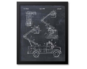 Utility Truck Patent Print Wall Art, Utility Worker Power Line Lineman