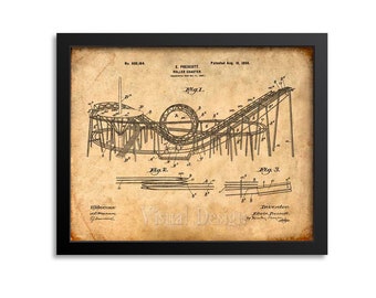 Roller Coaster Patent Print, Roller Coaster Patent Art Print, Children's Decor, Amusement Park, Carnival