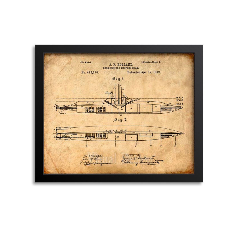 Submarine Patent Print Wall Art - Etsy