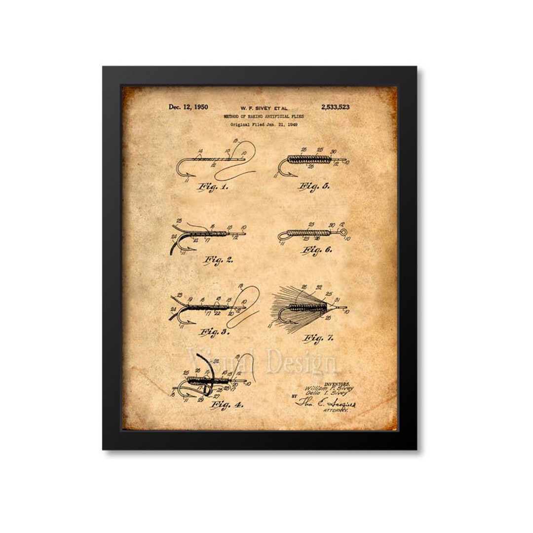 Fly Fishing Patent Print Fly Fishing Gift Poster Wall Art 