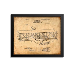 Airplane Wall Art Print, Flying Machine Patent Print, Airplane Patent Poster, Airplane Plane Wright Brothers