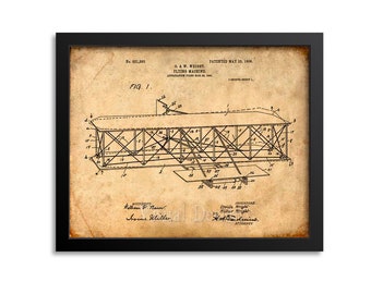 Airplane Wall Art Print, Flying Machine Patent Print, Airplane Patent Poster, Airplane Plane Wright Brothers