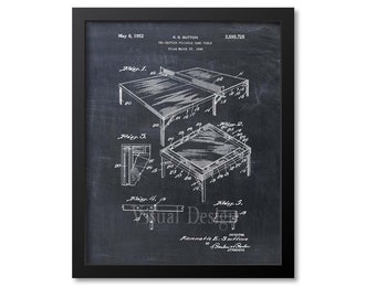 Ping Pong Table Patent Print, Ping Pong Patent Wall Art Print, Ping Pong Patent Poster, Game Room Decor