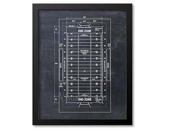 Football Coach Gift - Football Decor - Football Field Poster - Football Patent Print - Football Wall Art Gift