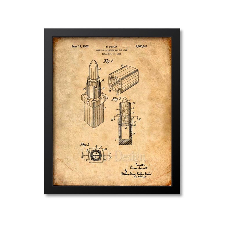 Lipstick Patent Print Lipstick Art Print Vintage