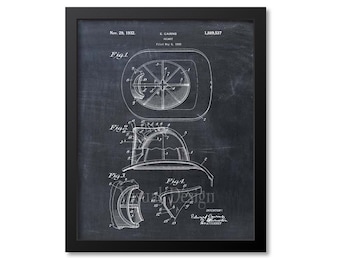 Fire Helmet Patent Art Print - Patent Poster - Firetruck - Fireman Helmet